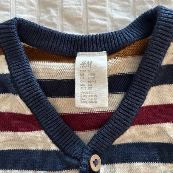3 for $30 H&M Striped Knit Button Front Cardigan Sz 6m - Picture 2 of 2